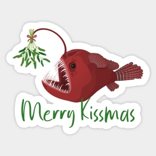 Merry kissmas anglerfish under the mistletoe Sticker